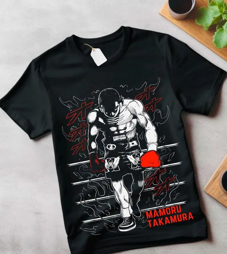 Here at Everythinganimee we have the best anime shirts in the world. Step into the ring with the fierce and unstoppable spirit of Mamoru Takamura.