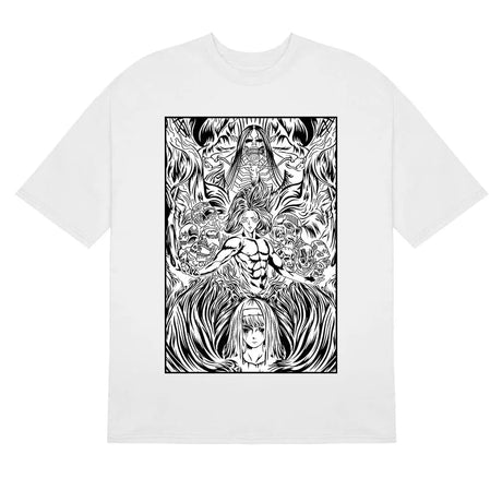 Here at Everythinganimee we have the best anime shirts in the world.
Embrace the power and intensity of Eren Yeager with the Titan Awakening Tee, inspired by Attack on Titan. This striking black-and-white design features Eren in his most powerful form, surrounded by an intricate and intense depiction of the Titans.