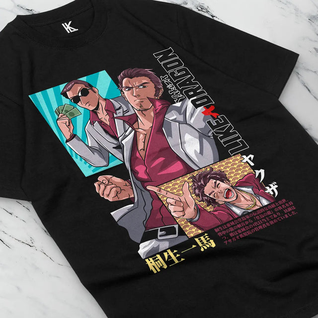 Here at Everythinganimee we have the best anime shirts in the world.
Channel the energy of Kazuma Kiryu from the iconic Yakuza series with this epic tee. The dynamic design features Kiryu in his signature look, showcasing his fearless attitude and unmatched strength.