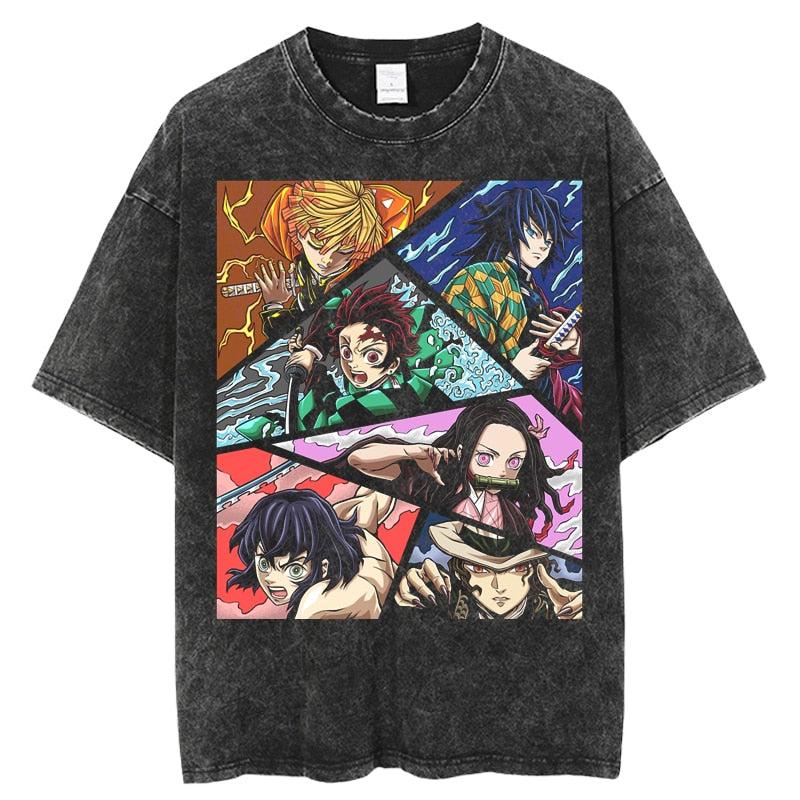 Anime Kimetsu no Yaiba Demon Slayer Washed Tshirts Men Women Inosuke Manga Print Tops Tees for Summer Gothic HarajukuStreetwear Everythinganimee, anime merch, anime gear, anime, anime stuff, buy anime, Manga Otaku Cosplay Japan Animation Shonen Shoujo Seinen Shojo Mecha Fandom Subtitle Dubbed Fanart MyAnimeList MangaStream Studio Ghibli