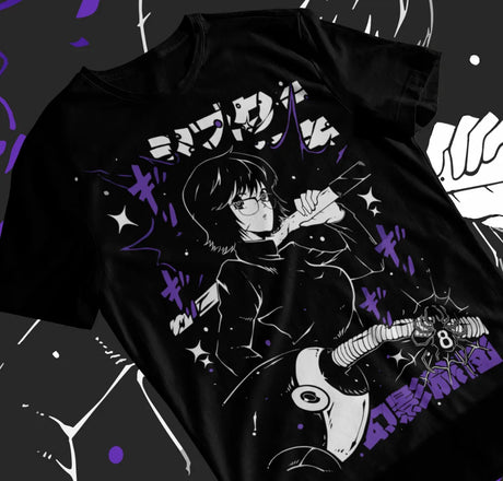 Here at Everythinganimee we have the best anime shirts in the world. 
Embrace the cool and calculated energy of Shizuku Murasaki from Hunter x Hunter with this sleek and bold tee.