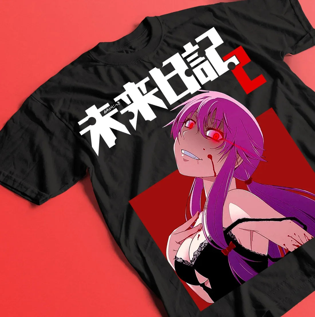 Here at Everythinganimee we have the best anime shirts in the world. 
Step into the chaotic world of Mirai Nikki with the Yuno Gasai Future Diary Tee. 