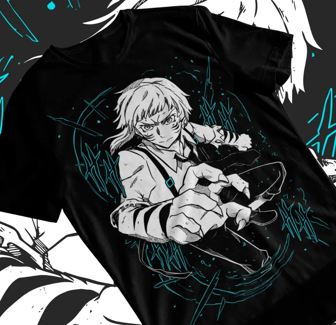 Here at Everythinganimee we have only the best anime merch! Free Global Shipping.
Unleash the power of the Bungou Stray Dogs with this amazing tee. Featuring a bold and intense design