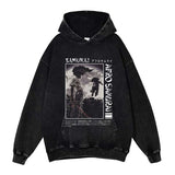 Afro Samurai Washed Black Streetwear Vintage Hoodie