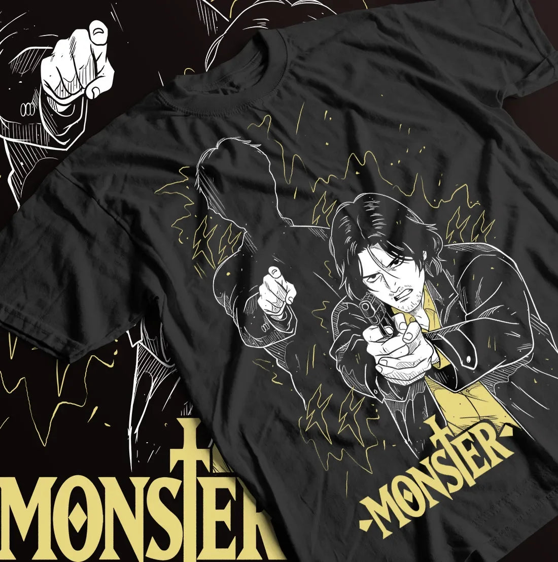 Here at Everythinganimee we have the best anime shirts in the world.
Step into the dark psychological world of Monster with this Johan Liebert tee! Featuring an intense depiction of Johan, this shirt captures the chilling essence of one of anime’s most enigmatic and feared characters.