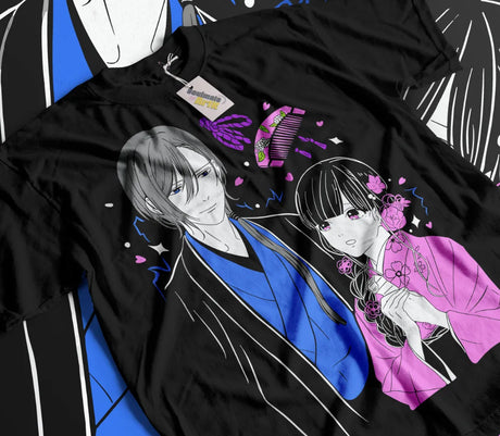 Here at Everythinganimee we have the best anime shirts in the world. Celebrate love with this enchanting Happy Marriage tee, showcasing the elegant couple in a traditional Japanese attire.