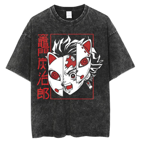 Anime Kimetsu no Yaiba Demon Slayer Washed Tshirts Men Women Inosuke Manga Print Tops Tees for Summer Gothic HarajukuStreetwear Everythinganimee, anime merch, anime gear, anime, anime stuff, buy anime, Manga Otaku Cosplay Japan Animation Shonen Shoujo Seinen Shojo Mecha Fandom Subtitle Dubbed Fanart MyAnimeList MangaStream Studio Ghibli