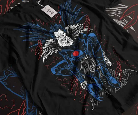 Here at Everythinganimee we have the best anime shirts in the world. Step into the dark and mysterious world of Akihabara with the Ryuk Shinigami Tee.