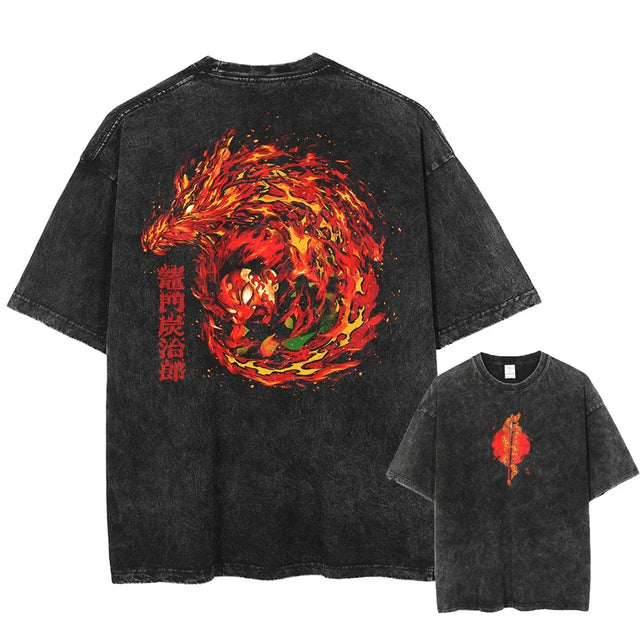 Here at Everythinganimee we have the best anime shirts in the world. Ignite your style with the stunning Flame Dance Tee, inspired by Demon Slayer’s fiery aesthetics. 