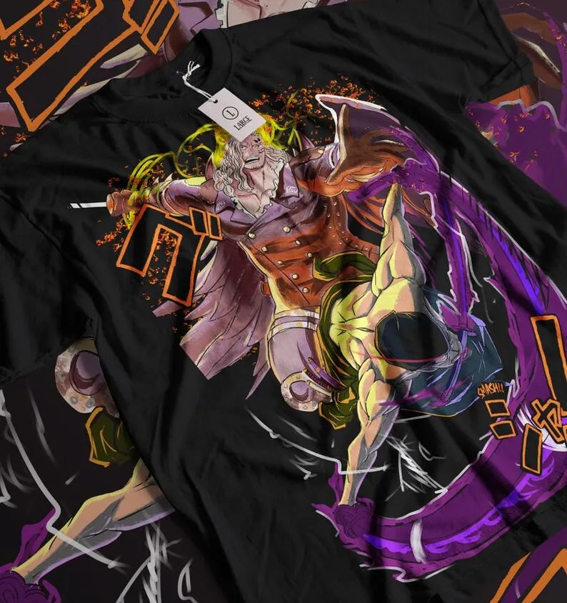 Here at Everythinganimee we only have the best shirts in the world! Dive into the heat of battle with the Zoro vs King Clash Tee, showcasing an epic showdown between Roronoa Zoro and King, one of the fearsome All-Stars of the Beast Pirates. This dynamic design captures the intensity and power of their clash, with vibrant colors and stunning details that bring this iconic One Piece moment to life.