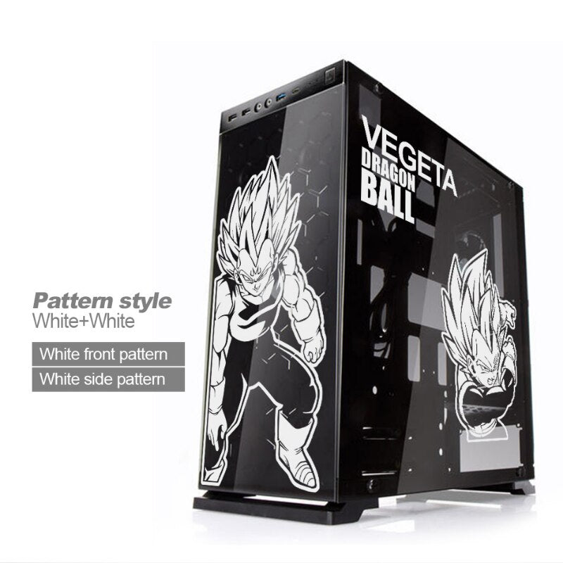 Anime Vinly Stickers for PC Case,JoJo's Bizarre Adventure Cartoon Decor  Decals for ATX Mid Tower Computer Chassis (White and White)