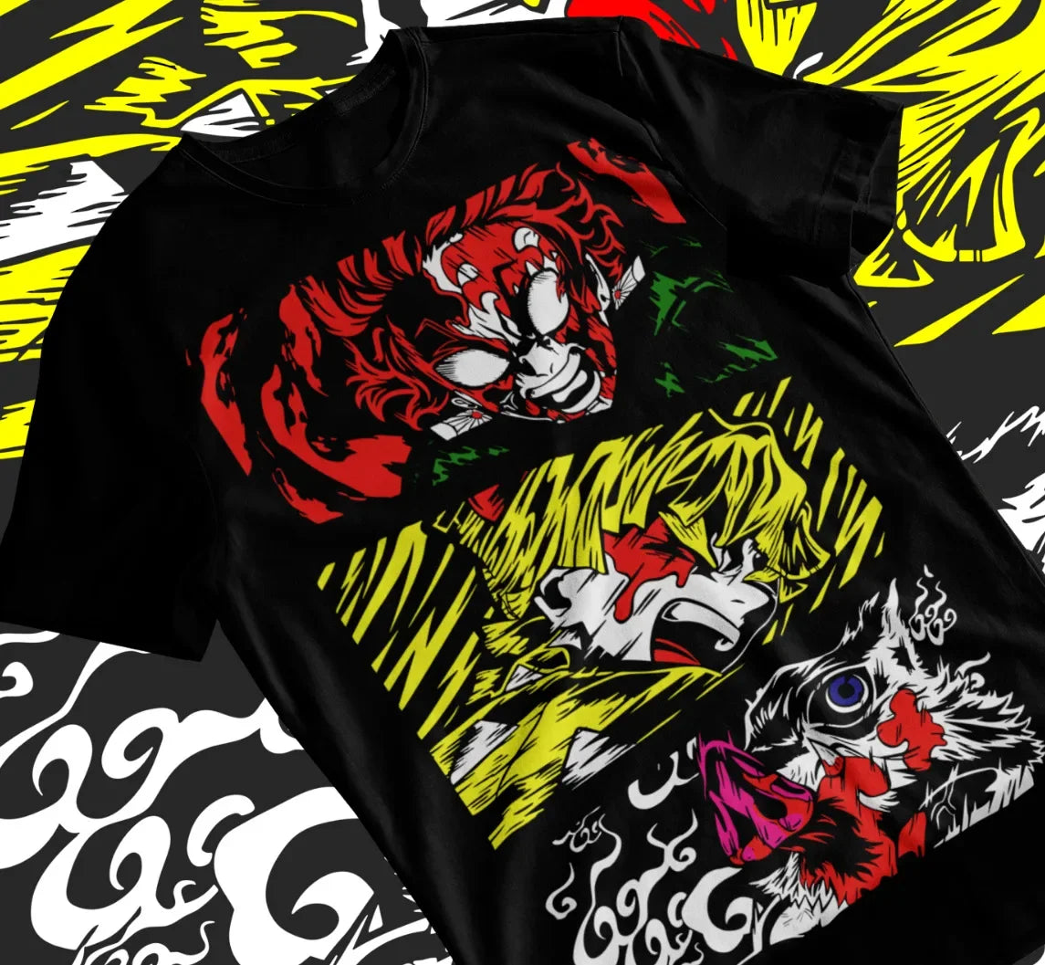 Here at Everythinganimee we only have the best shirts in the world! Unleash the power of the Demon Slayer Corps with this dynamic Tanjiro, Zenitsu, and Inosuke T-Shirt!