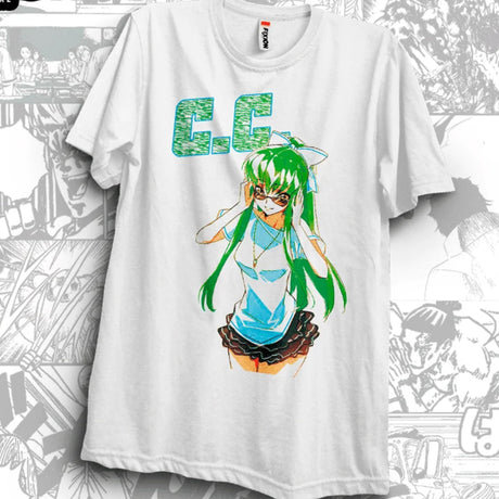 Immerse yourself in this striking C.C Tee, perfect for anime fans Looking for more Code Geass merch? Explore our full collection of anime merch now!