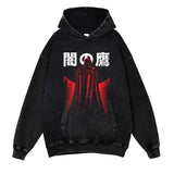 Berserk Washed Black Streetwear Cotton Vintage Hoodie