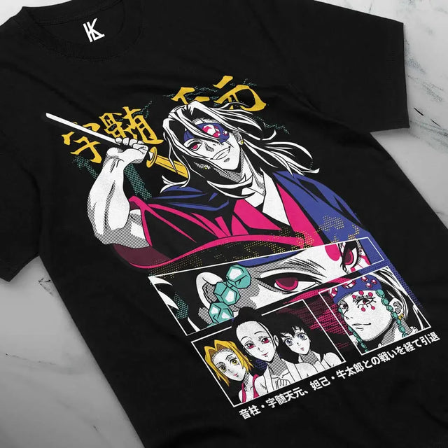 Here at Everythinganimee we have the best anime shirts in the world.
Step into the dazzling world of Demon Slayer with this electrifying Tengen Uzui Tee, showcasing the flamboyant Sound Hashira in all his glory. The vibrant design captures Tengen's bold and confident style.