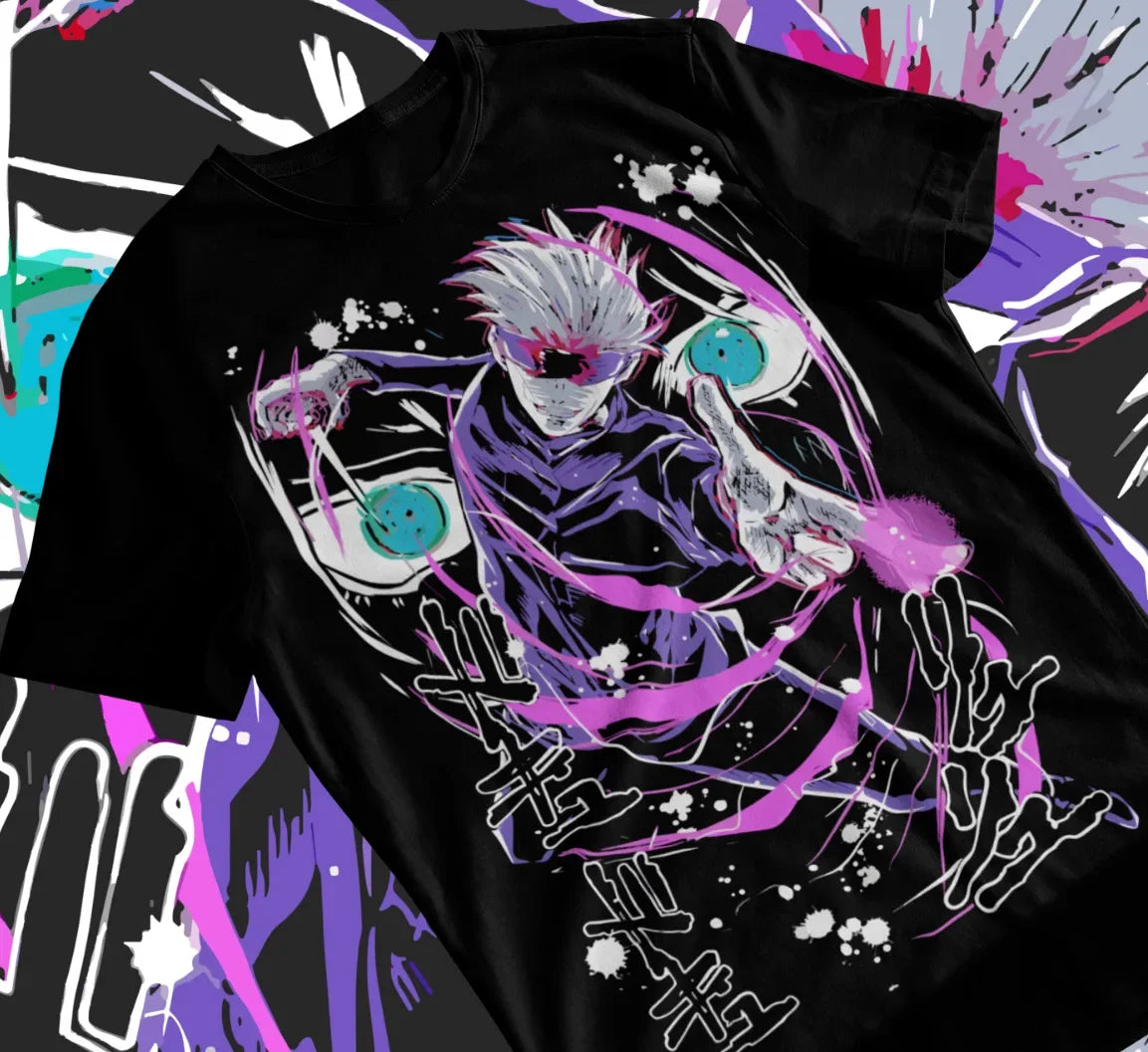 Here at Everythinganimee we have the best anime shirts in the world. Unleash the power of the most formidable sorcerer with this Gojo Satoru T-shirt from Jujutsu Kaisen