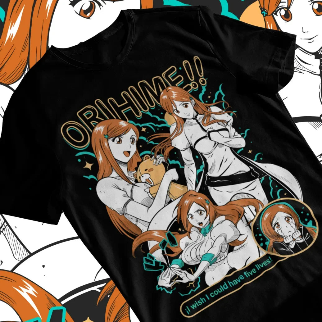 Here at Everythinganimee we have only the best anime merch! Free Global Shipping.
Celebrate one of the most beloved characters from Bleach with this stunning Hot Waifu Orihime Inoue T-Shirt. Featuring multiple dynamic depictions of Orihime, this tee captures her beauty, strength, and kindness in a design that any fan will appreciate.