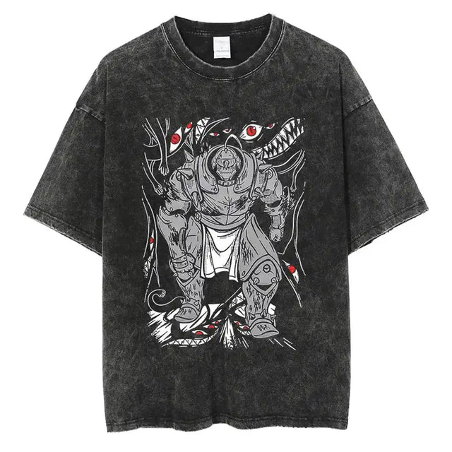 Here at Everythinganimee we have the best anime shirts in the world. 
Step into the world of Fullmetal Alchemist with this striking Armor Tee featuring Alphonse Elric, depicted in his iconic armored form.