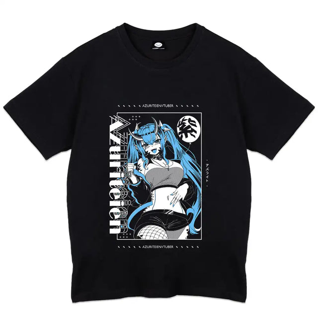 Here at Everythinganimee we have the best anime shirts in the world.
Unleash your rebellious spirit with the Azuriteien Punky tee! Featuring a striking character design with vibrant blue highlights and edgy punk details, this shirt is perfect for those who love bold anime fashion.