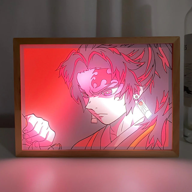 Anime Photo Frame Light Demon Slayer Tanjiro Kamado for Home Decoration Table Decor Led Light Kimetsu No Yaiba Wall Lamp Wood, everythinganimee