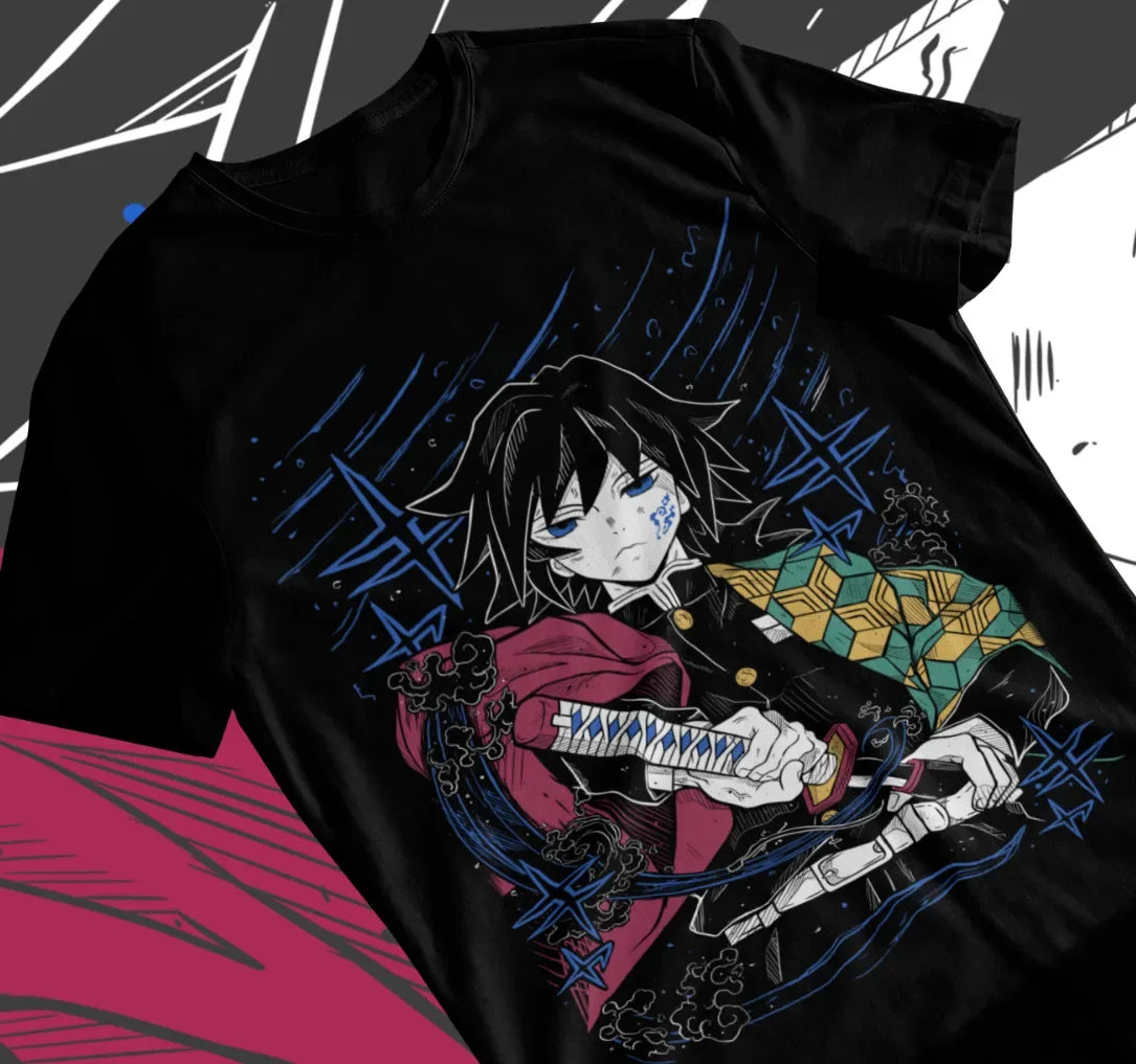 Here at Everythinganimee we have only the best anime merch! Free Global Shipping.
Channel the stoic power of Giyu Tomioka, the Water Hashira, with this stunning Demon Slayer T-Shirt. 