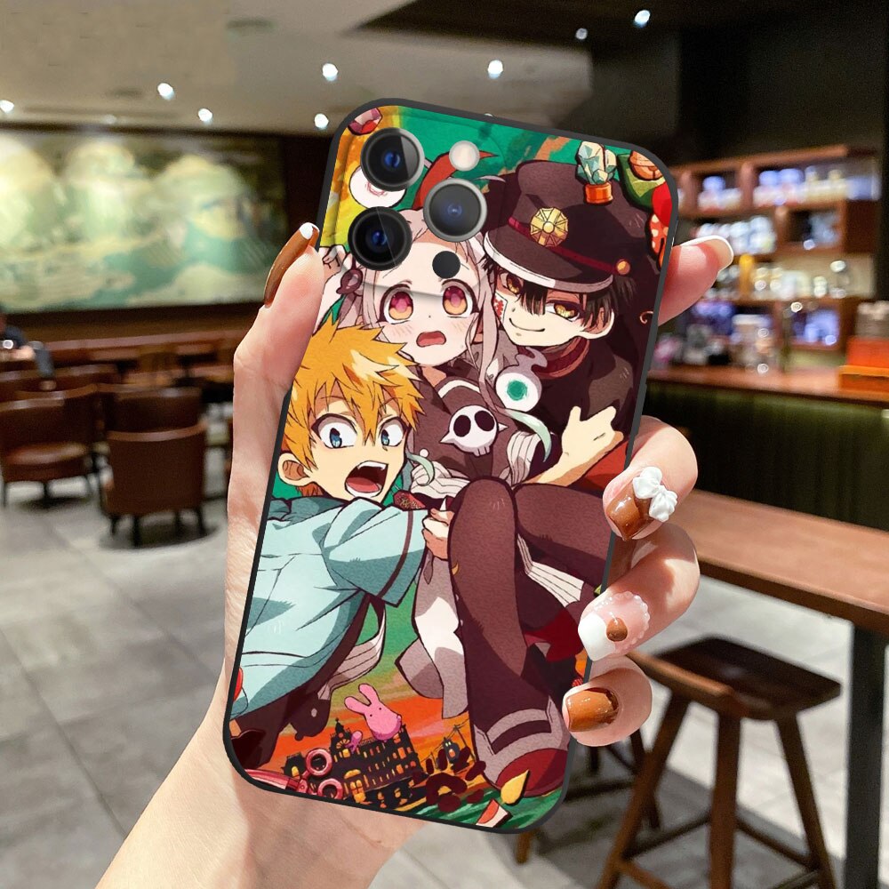 Jibaku Shounen Hanako Kun Toilet-bound Hanako-Kun black Silicone Phone Case For iPhone 13 11 Pro 12 Mini MAX 6 7 8 Plus XS Cover, EVERYTHINGANIMEE