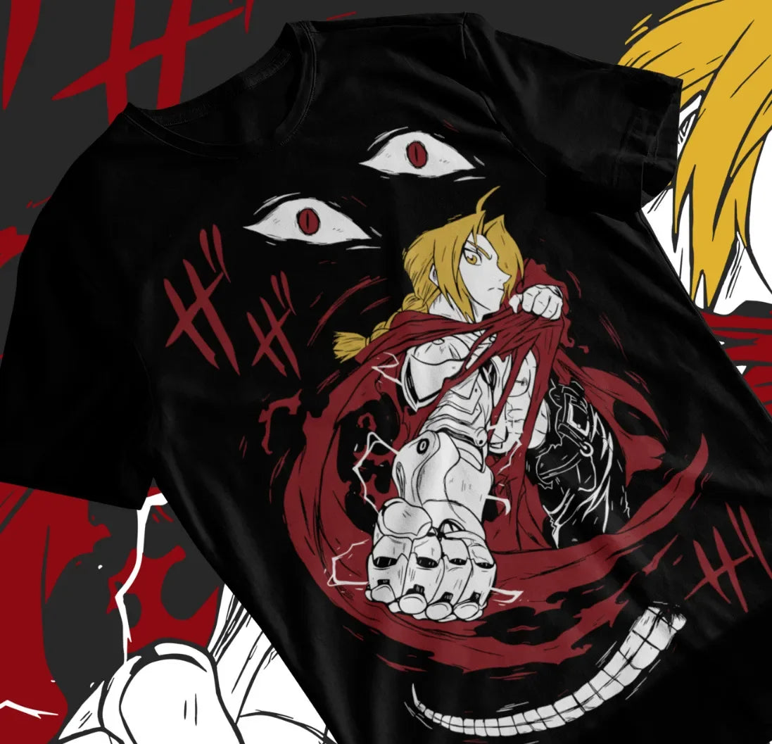 Immerse yourself with this striking tee featuring the unyielding  Edward tee. If you are looking for more Fullmetal Alchemist Merch, We have it all! | Check out all our Anime Merch now!