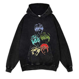 Slam Dunk Washed Black Streetwear Cotton Vintage Hoodie