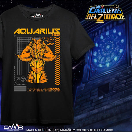 Here at Everythinganimee we have the best anime shirts in the world.
Dive into the world of Saint Seiya with this Aquarius Camus Golden Armor Tee. Showcasing the majestic Aquarius Gold Saint in his iconic golden armor, this design celebrates one of the most powerful warriors in the zodiac.