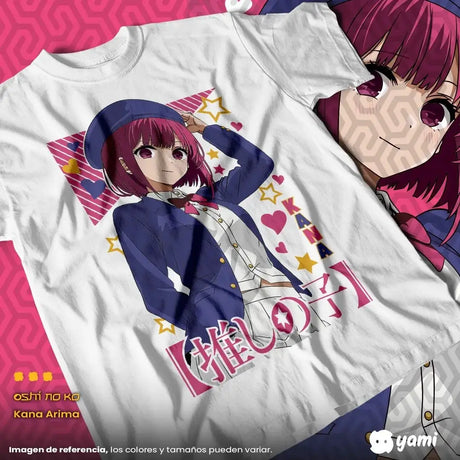 Here at Everythinganimee we have the best anime shirts in the world.
Show your support for the talented Kana Arima from Oshi No Ko with this stylish and vibrant tee. Featuring Kana in her iconic outfit, this shirt captures her charm and determination.