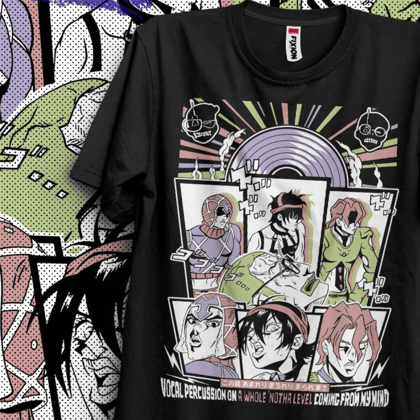 Immerse yourself in this striking Tee, perfect for anime fans. Looking for more Jojo's Bizarre merch? Explore our full collection of anime merch now!