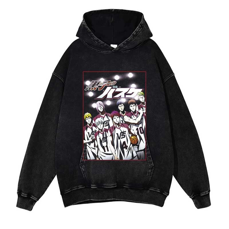 Slam Dunk Washed Black Streetwear Cotton Vintage Hoodie