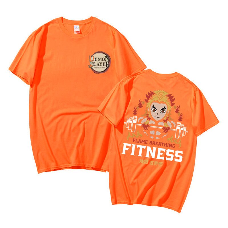 Demon Slayer Rengoku Flame Breathing Fitness T-Shirt