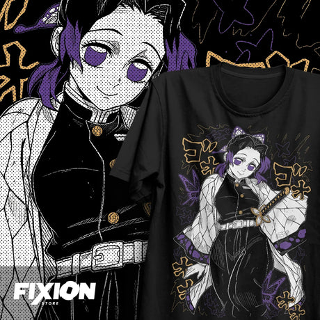 Here at Everythinganimee we have the best anime shirts in the world.
Embrace the elegance and deadly precision of Shinobu Kocho with this exclusive tee from "Demon Slayer: Kimetsu no Yaiba." Featuring her iconic butterfly-themed design and graceful stance.