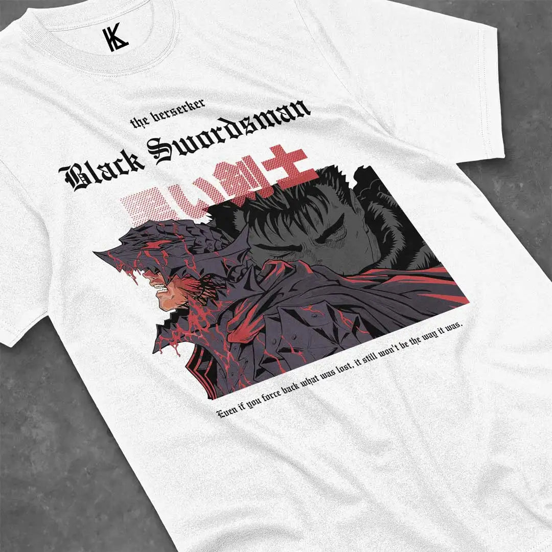 Here at Everythinganimee we have the best anime shirts in the world.
Dive into the dark and brutal world of Berserk with this striking tee featuring Guts, the infamous Black Swordsman. This design captures the relentless spirit and raw emotion of Guts as he battles against overwhelming odds.