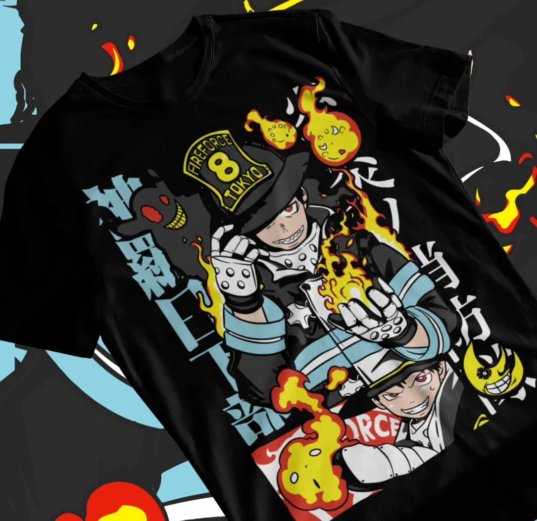 Here at Everythinganimee we have only the best anime merch! Free Global Shipping.
Ignite your passion for Fire Force with this dynamic Shinra T-Shirt. Featuring Shinra Kusakabe in a fierce battle stance, this tee captures the intensity and energy of the Fire Force anime. 