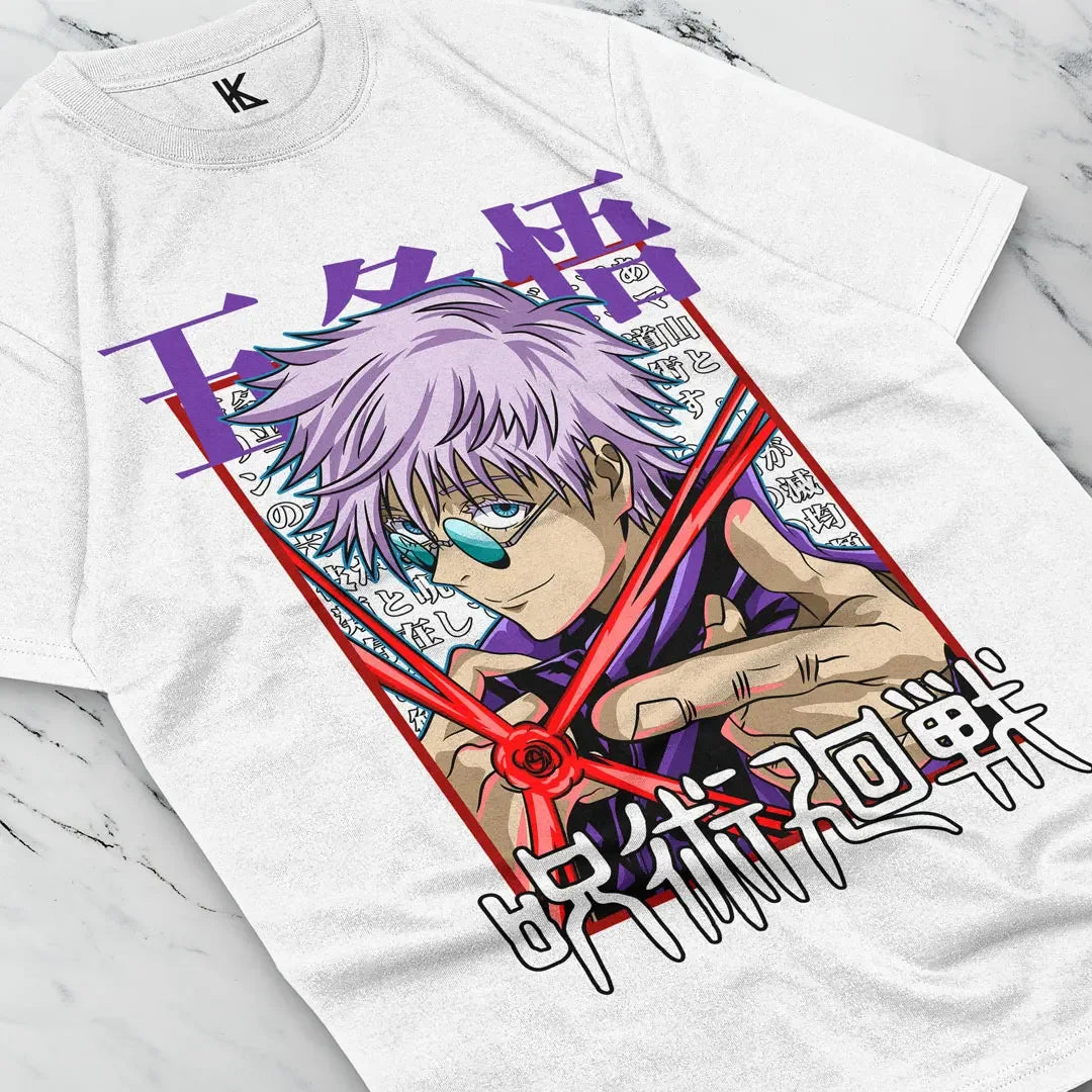 Here at Everythinganimee we have the best anime shirts in the world.
Step into the world of Jujutsu Kaisen with this Gojo Infinity Tee, showcasing the unparalleled strength and style of Gojo Satoru. This design captures his iconic look, complete with his signature Infinity technique