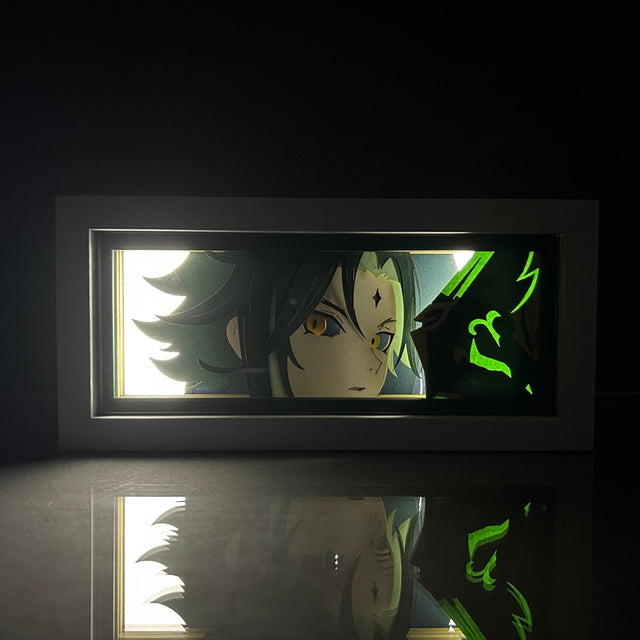 Led Light Box Genshin Impact Xiao for Gaming Room Decor Desk Lightbox Paper Cut Shadow Box Child Birthday Gift Gamer Table Lamps, everythinganimee