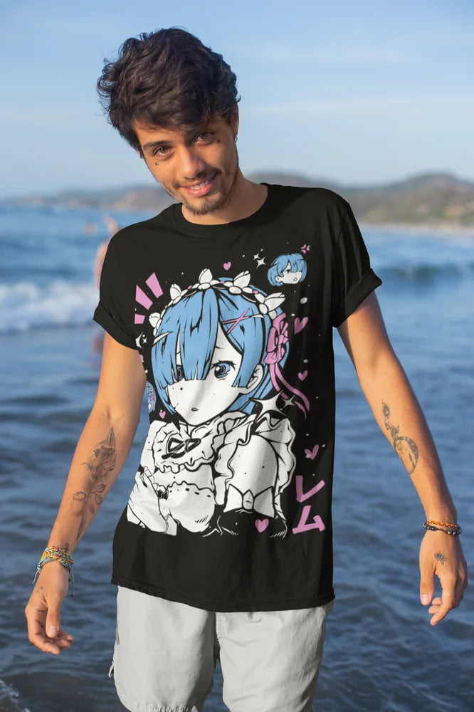 Immerse yourself with this kawaii tee featuring the unyielding Rem tee. If you are looking for more  Re:Zero Merch, We have it all! | Check out all our Anime Merch now!