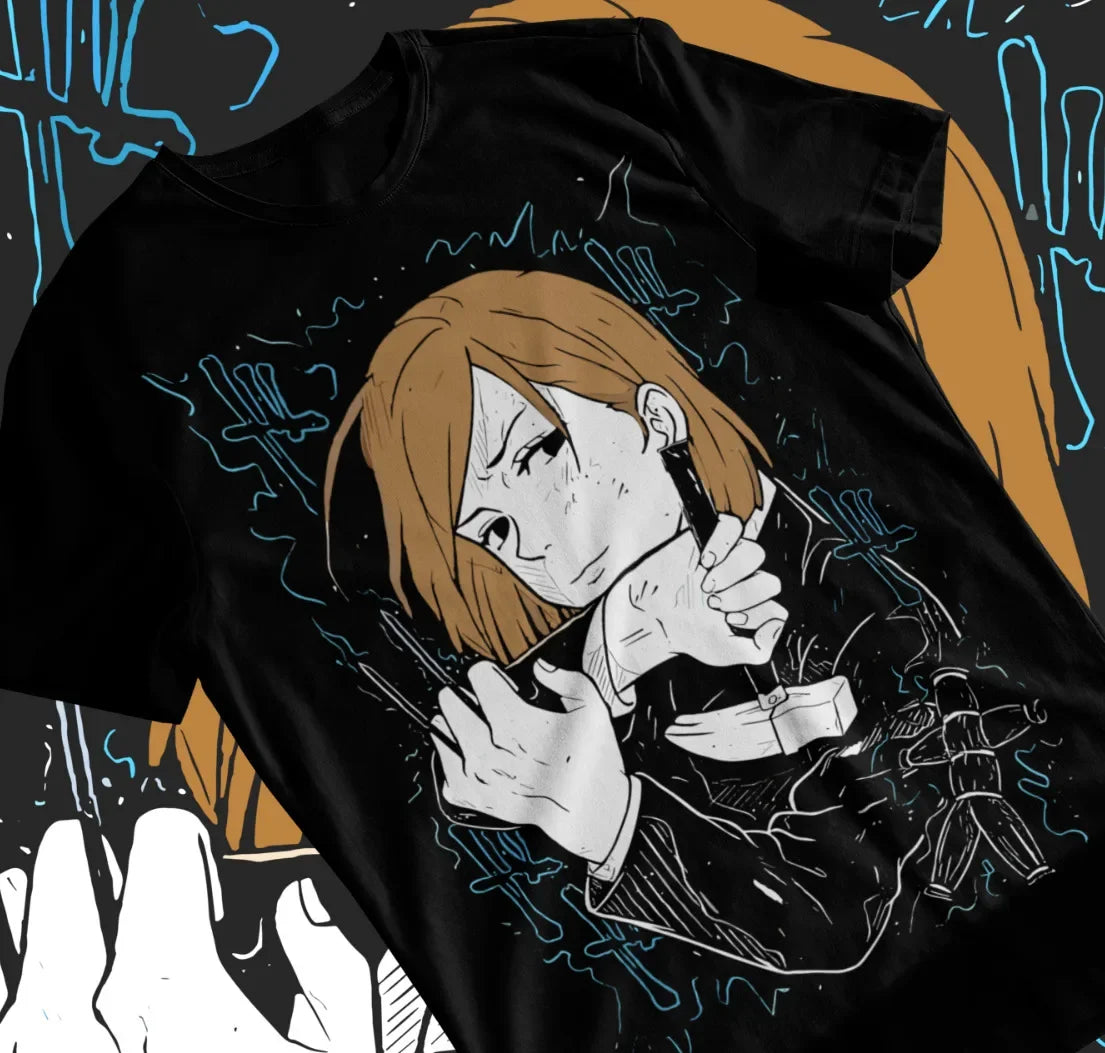 Immerse yourself with this striking tee featuring the unyielding Nobara Kugisaki tee. If you are looking for more Jujutsu Kaisen Merch, We have it all! | Check out all our Anime Merch now!