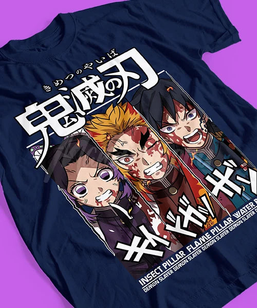 Immerse yourself in this striking characters Tee, perfect for anime fans. Looking for more Demon Slayer merch? Explore our full collection of anime merch now!