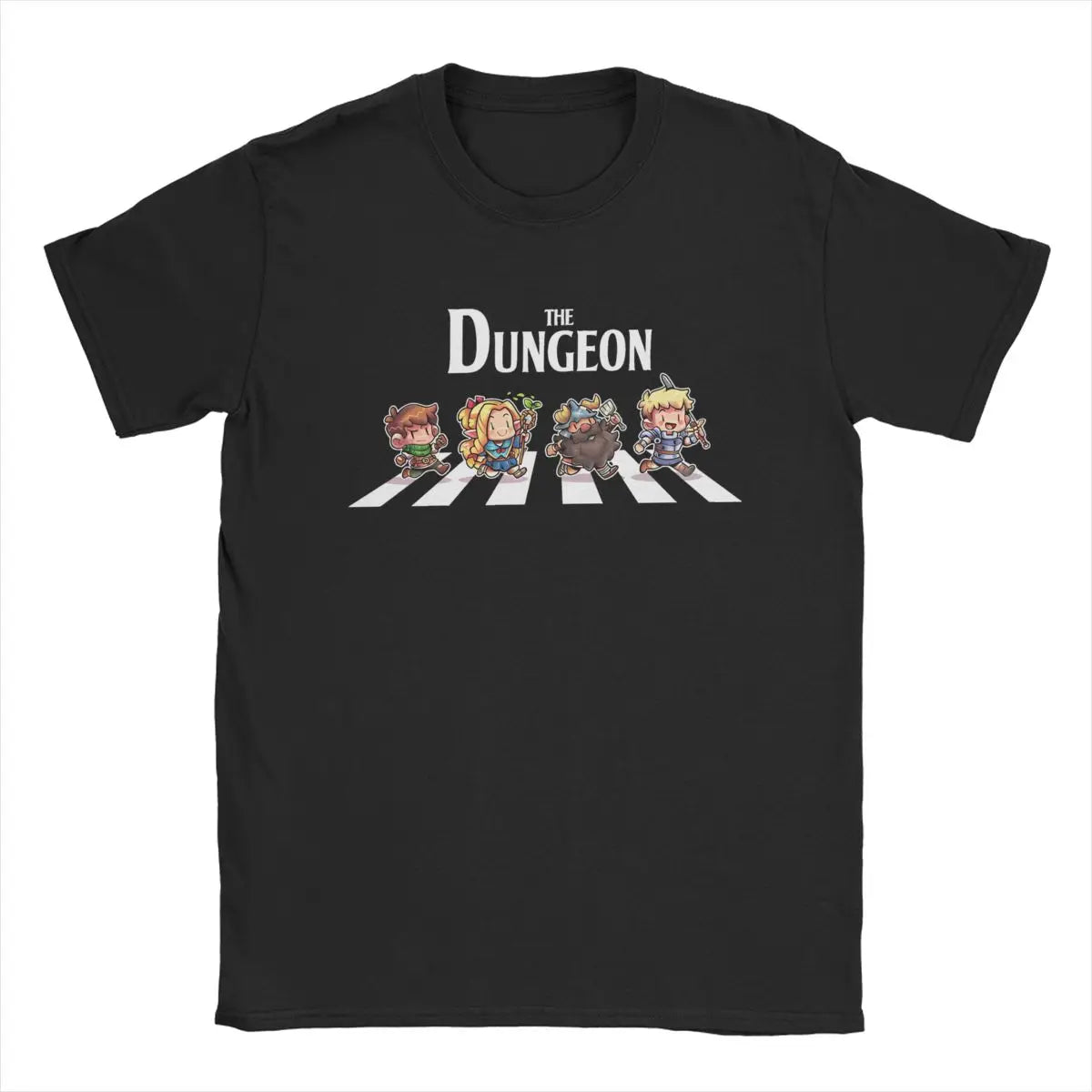 Here at Everythinganimee we only have the best shirts in the world! Step into the world of "Delicious in Dungeon" with this playful Dungeon Abbey Tee! Inspired by an iconic cultural crossover, this shirt brings the beloved characters of the series to life as they walk across the dungeon-themed street.