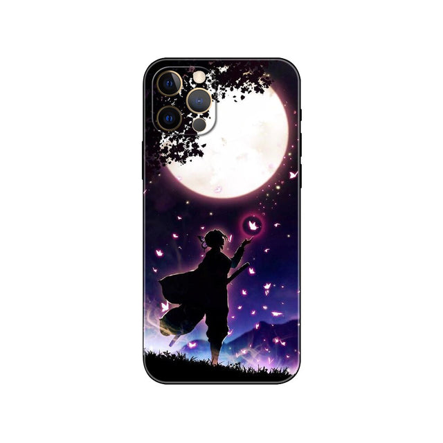 Demon Slayer Kimetsu No Yaiba phone case for iphone 14 se 6 6s 7 8 plus x 10 XR XS 11 12 13 mini pro MAX black tpu back cover, everythinganimee