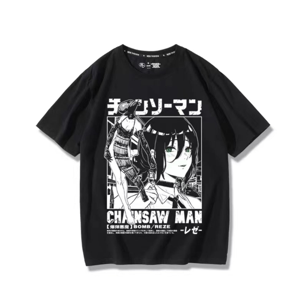 This tee captures the magic of Reze. If you're looking for more Chainsaw Man merch, we have it all! Check out our anime merch now—free shipping!