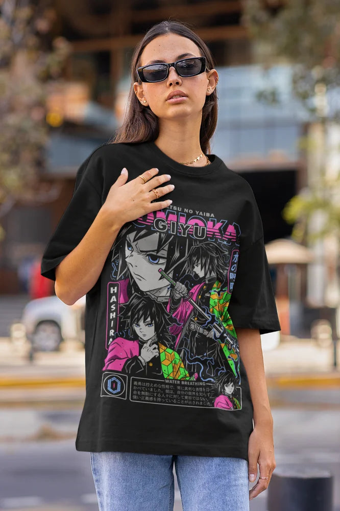 Immerse yourself in this striking Giyu Tomioka Tee, perfect for anime fans. Looking for more Demon Slayer merch? Explore our full collection of anime merch now!