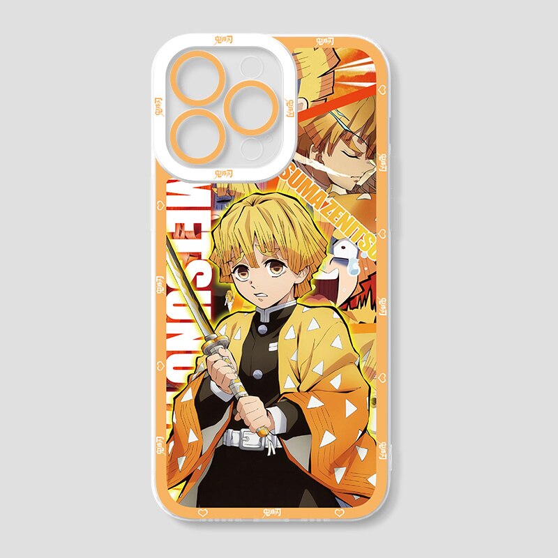 Anime Demon Slayer Phone Case for iPhone 14 Pro Max 11 13 12 Mini XR XS X 8 7 6 6S Plus SE 2020 Clear Soft Silicone Cover Fundas, everythinganimee