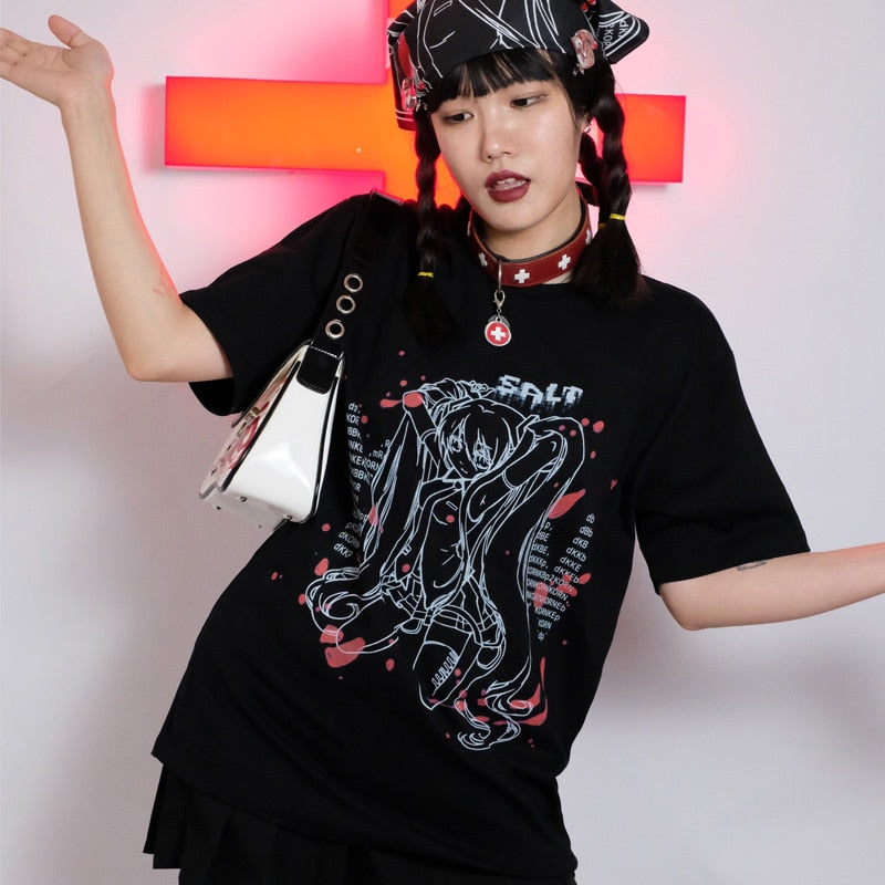 Hatsune Miku Goth Style Oversized Tee – EVERYTHING ANIMEE AUSTRALIA PTY LTD