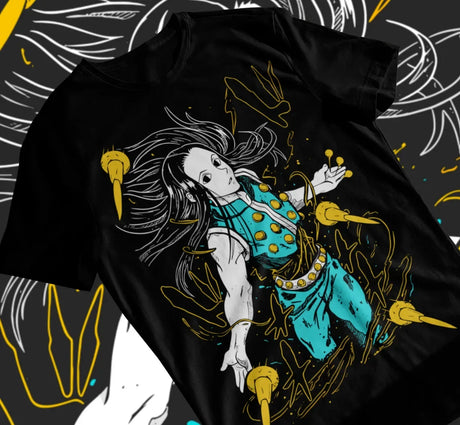 Here at Everythinganimee we have only the best anime merch! Free Global Shipping.
Step into the enigmatic world of Hunter X Hunter with this striking Illumi Zoldyck T-shirt.