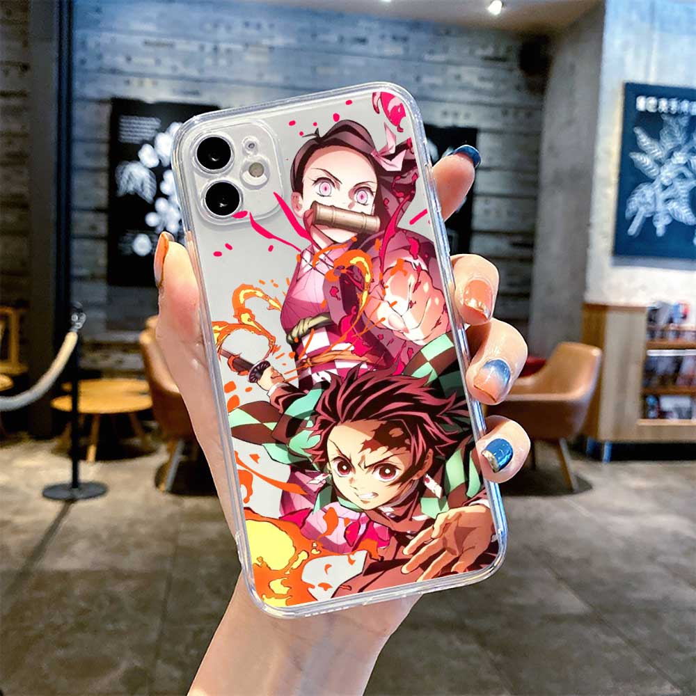 Japan Anime Demon Slayer Case for IPhone 11 12 13 14 Pro Max 6s 7 8Plus X XR XS SE Phone Case Kimetsu No Yaiba TPU Cover Coque, everythinganimee