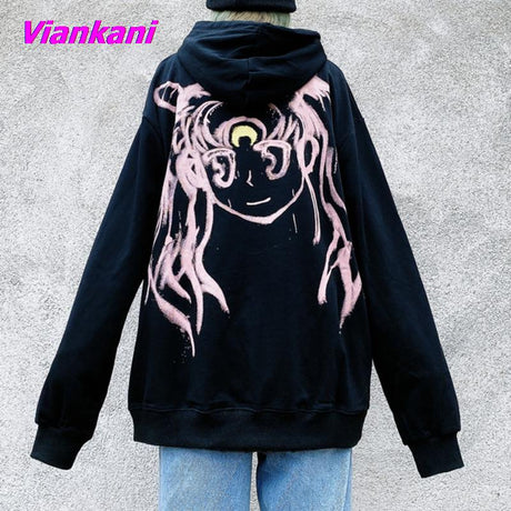 Kawaii Anime Hoodie Women Harajuku Sailor Moon Cute Cartoon Korean Casual Sweatshirt Fashion Street Graphic Pullover , everythinganimee